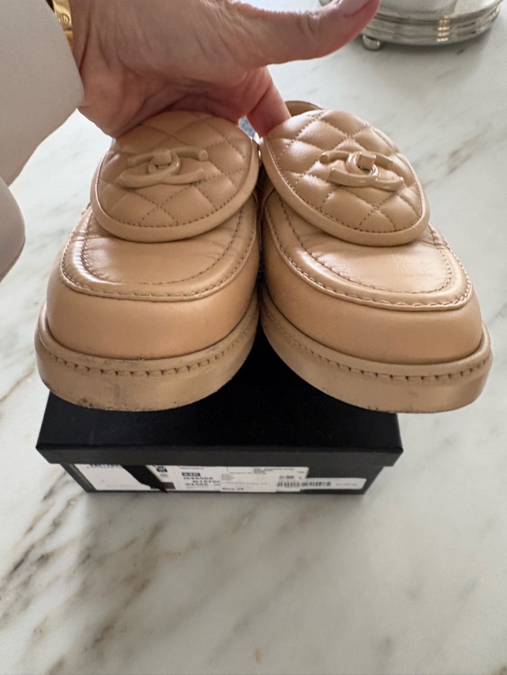CHANEL Quilted Leather Loafers in Light Beige - Picture 7 of 12